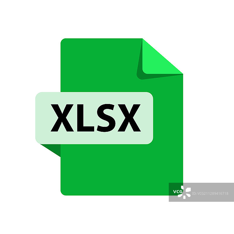 绿色 XLSX 文件格式扩展名图标图片素材