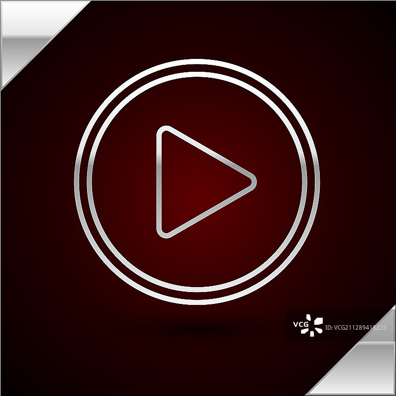 深色背景上的圆形播放银色线条图标图片素材