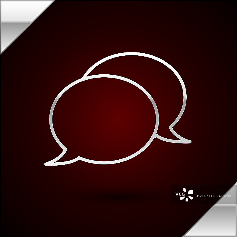 银色线条语音气泡聊天图标图片素材