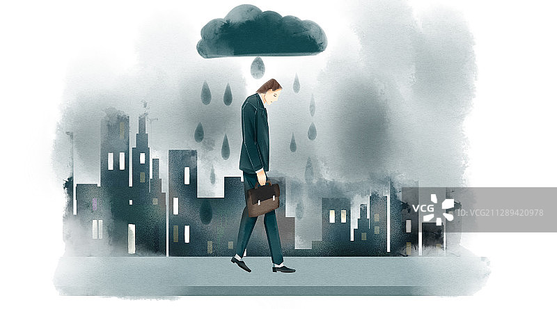 上班族心理健康插画图片素材