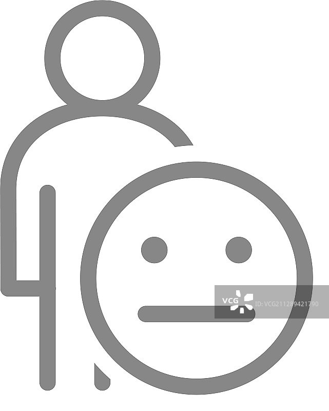 面无表情的人线条图标图片素材