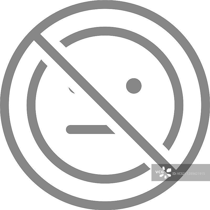 带有面无表情表情符号的禁止标志线图片素材