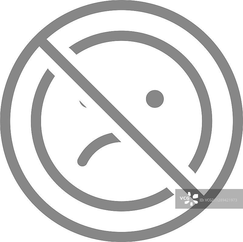 带有负面表情符号的禁止标志线图标图片素材