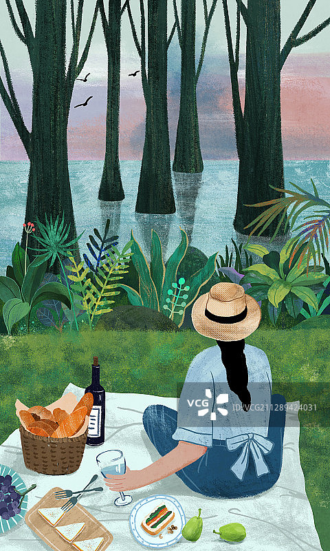 夏日野餐图片素材