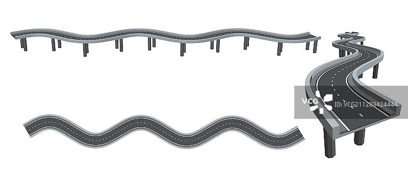 3D支撑上的弯曲道路图片素材