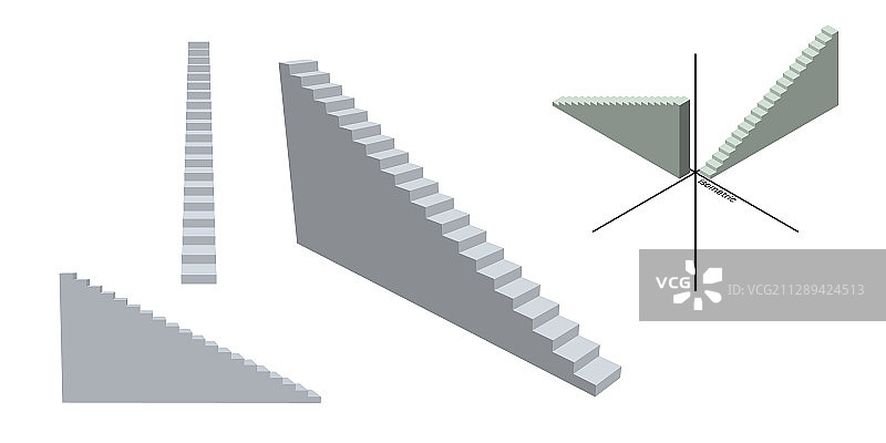 白色背景上的3D楼梯图片素材