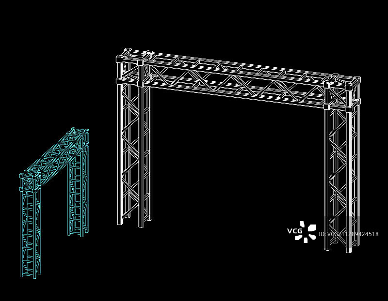 黑色背景上的桁架结构图片素材