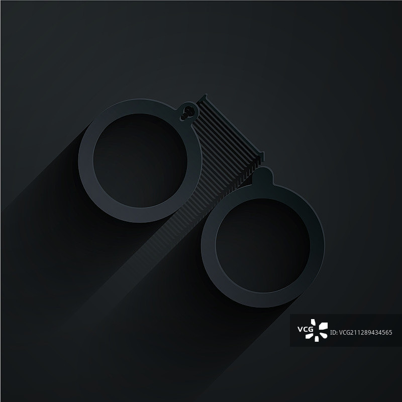 剪纸风格手铐图标，黑色背景图片素材