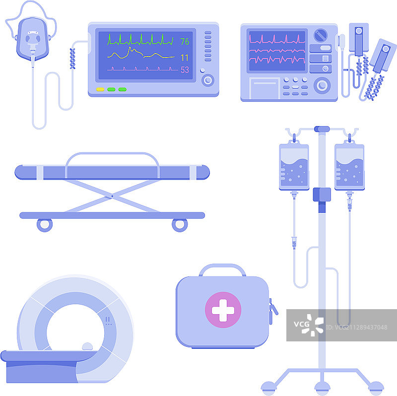 医疗图标除颤器核磁共振静脉注射图片素材