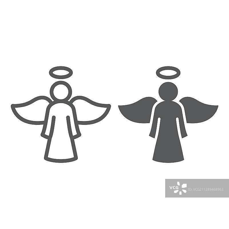 天使线条和符号图标宗教和祈祷图片素材