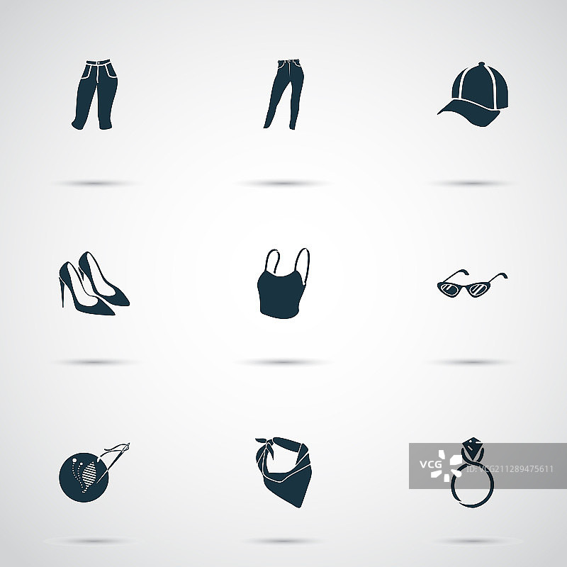 带戒指和猫眼太阳镜的时尚图标合集图片素材