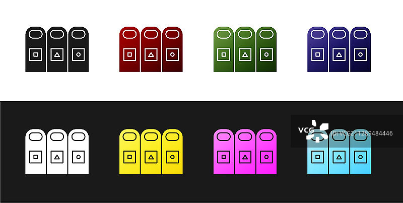 一套垃圾桶内分类垃圾图标图片素材