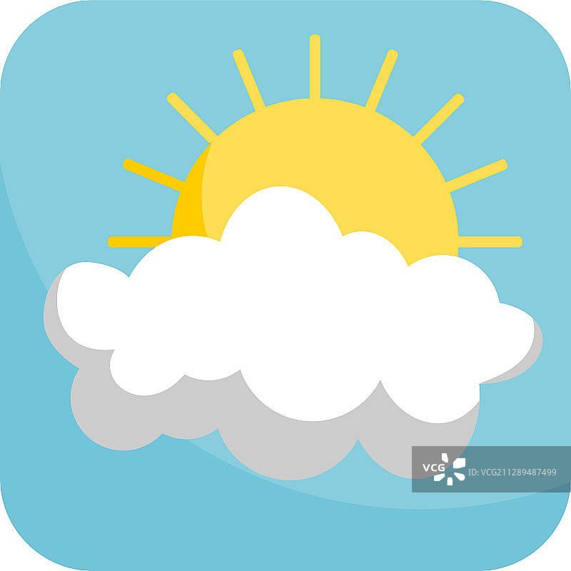 蓝色背景多云天气简约图标图片素材