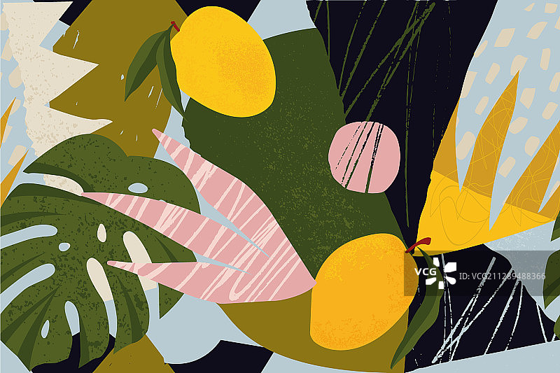 现代花卉无缝图案拼贴banner图片素材