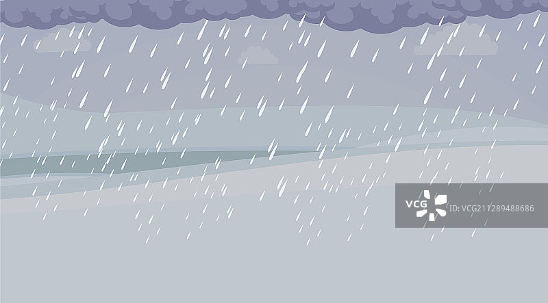 暴雨和乌云扁平化设计图片素材