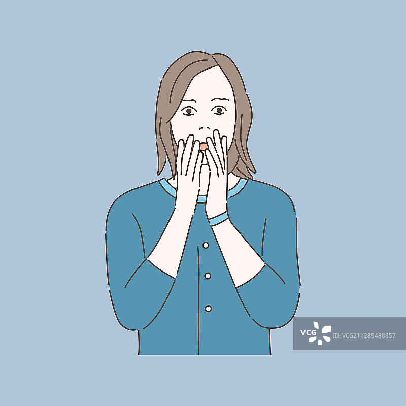 惊恐的卡通女人图片素材