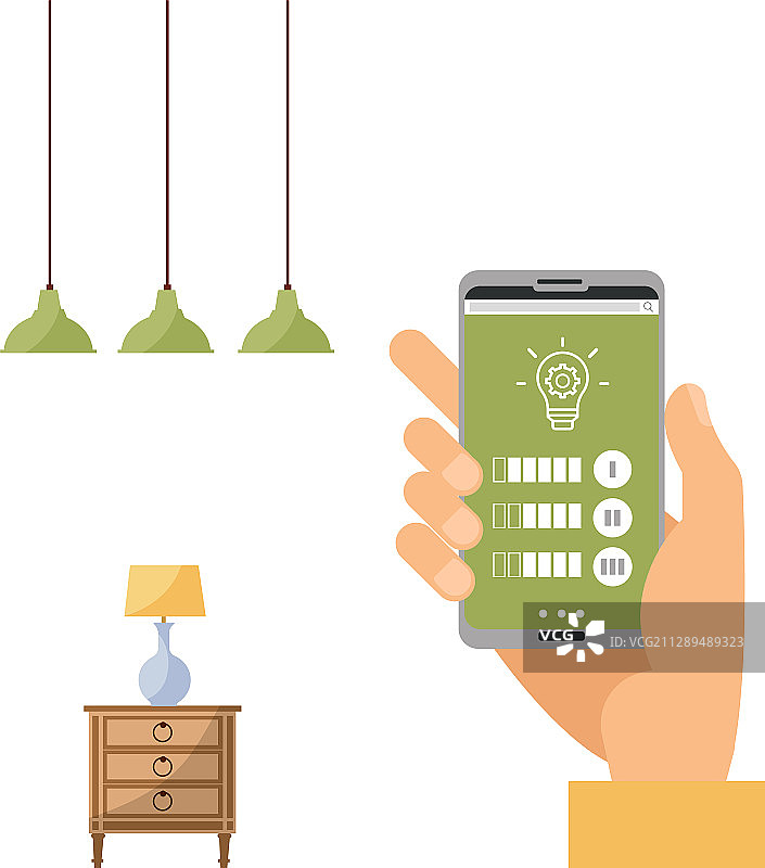 手机上的Wi-Fi应用程序用于控制智能灯图片素材