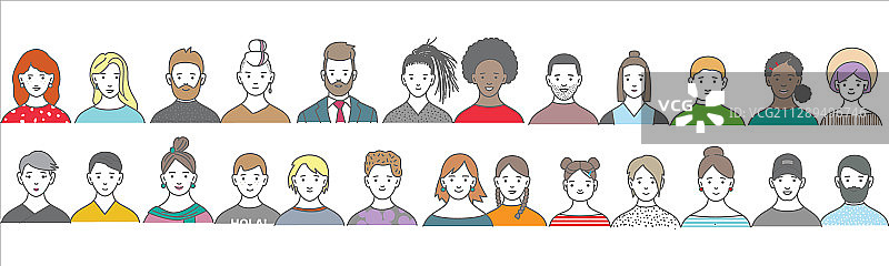 装饰性男女头像无缝图案图片素材