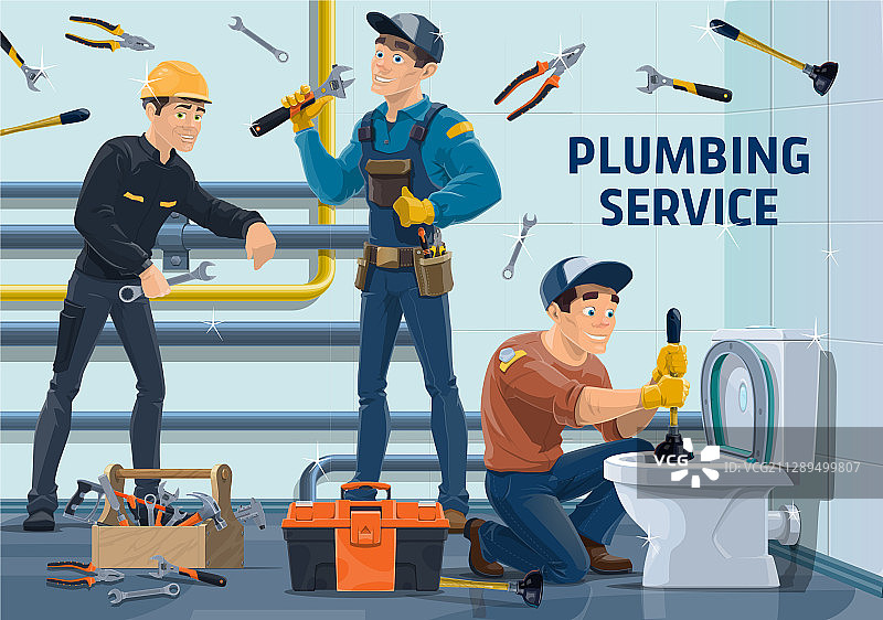 带工作工具的水管工图片素材