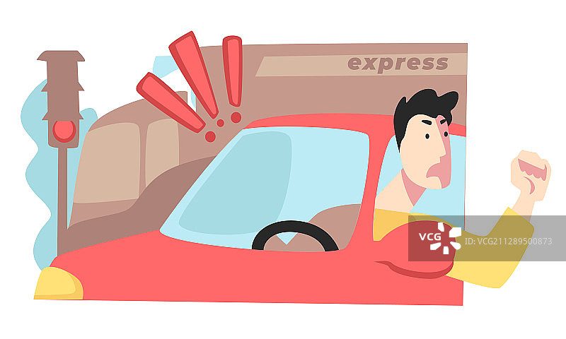 交通堵塞中焦虑的男司机图片素材