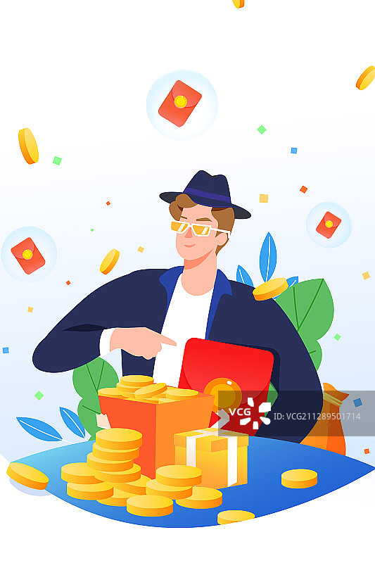 邀请好友商务商业互联网金融红包活动科技概念背景矢量插画图片素材