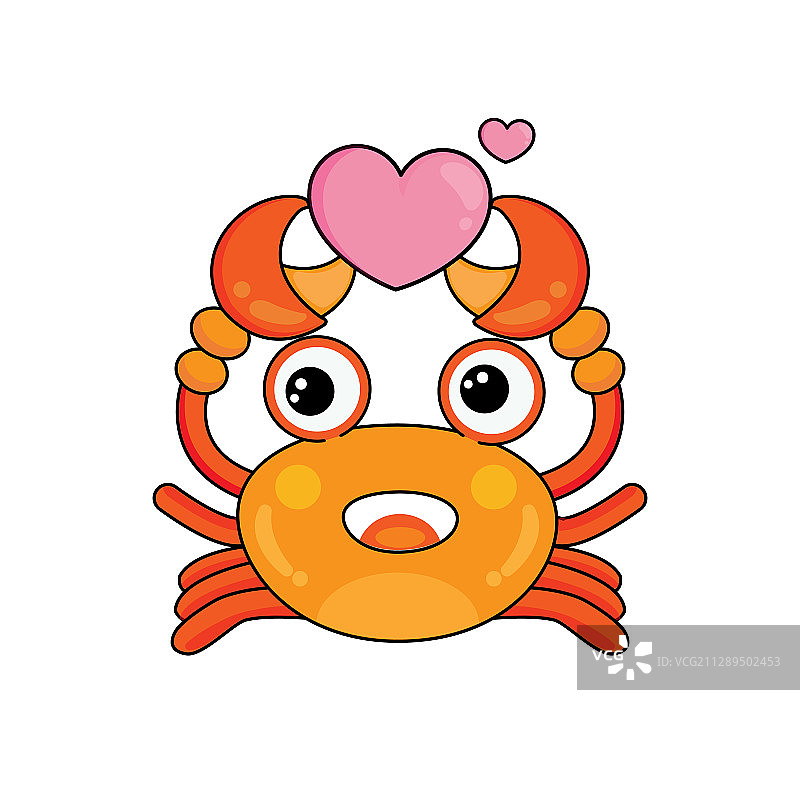 手捧大红心的可爱螃蟹卡通形象图片素材