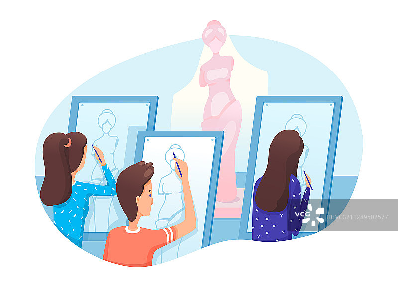 美术工作室课程扁平设计图片素材