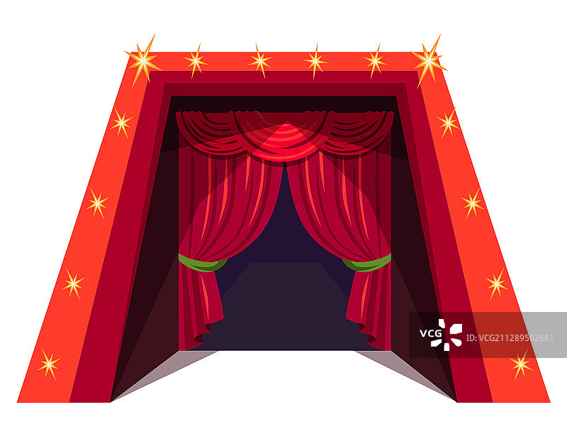 马戏团红色幕布扁平设计图片素材