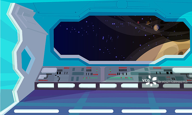 宇宙飞船内部扁平设计图片素材