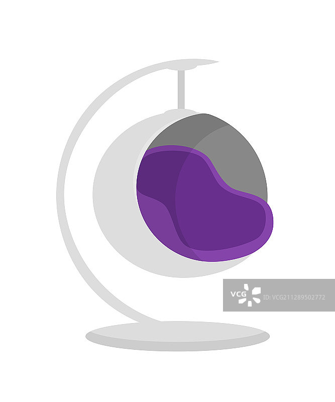 现代悬挂式球形椅（扁平风格）图片素材
