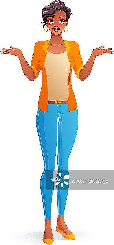 困惑的年轻非洲女人耸肩图片素材