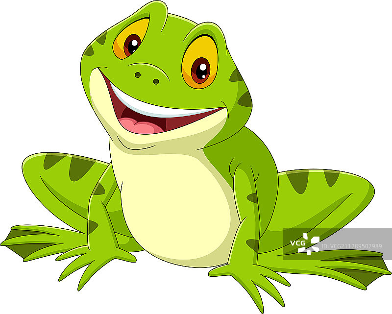 白色背景上的卡通开心青蛙图片素材