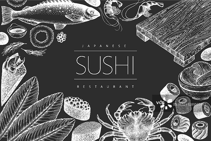 手绘寿司日式料理设计模板图片素材