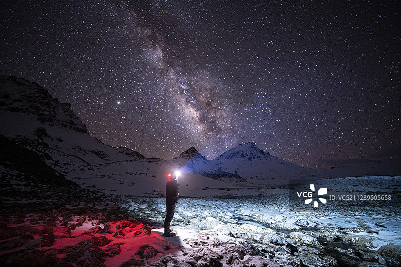西藏雪山银河图片素材