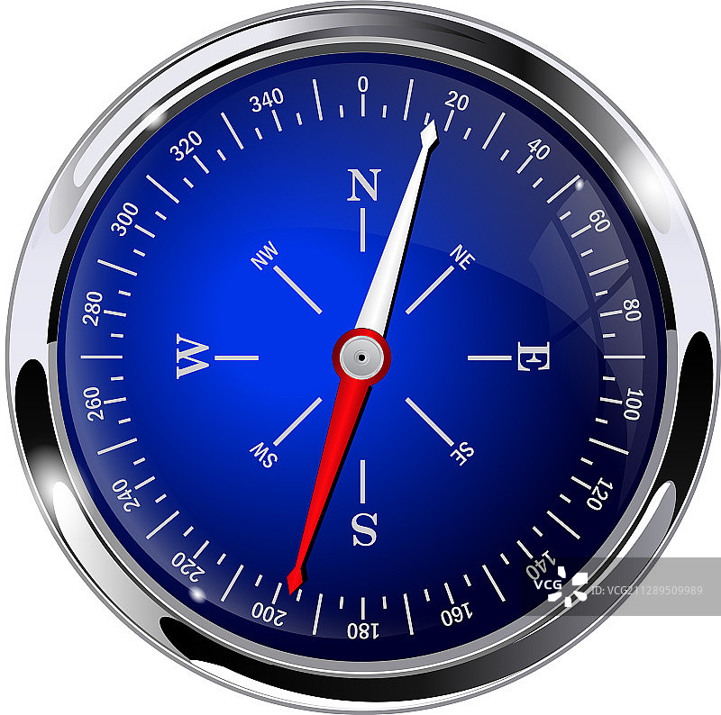 蓝色金属外框指南针图片素材