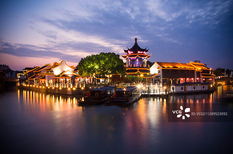 山塘夜景图片素材