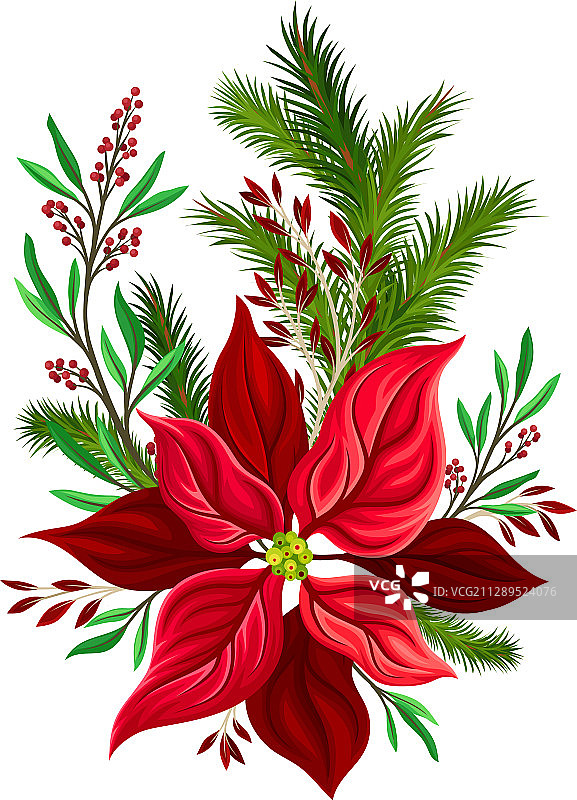 红色花卉节日组合图片素材