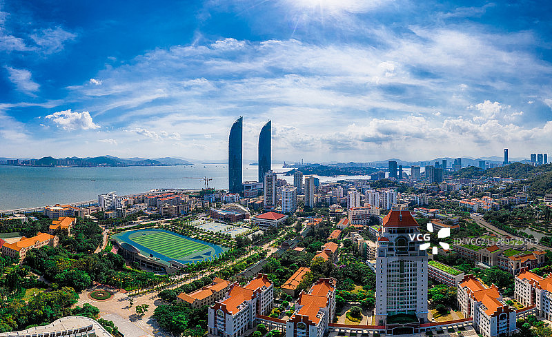 厦门大学白天航拍图片素材