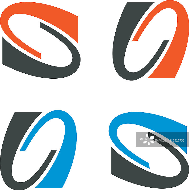S和N字母弧形标志模板设计图片素材