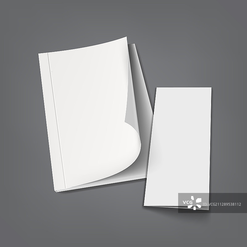 灰色背景上的白色书籍或杂志封面样机图片素材