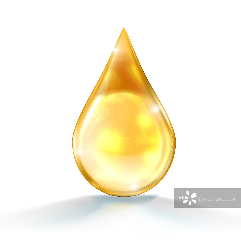 白色背景上的金色油滴或蜂蜜滴图片素材
