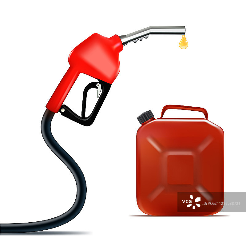 逼真油枪、油滴和油桶图片素材