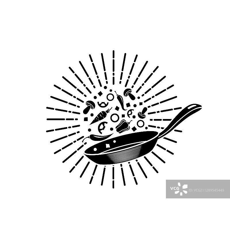 平底锅上的烹饪过程图片素材