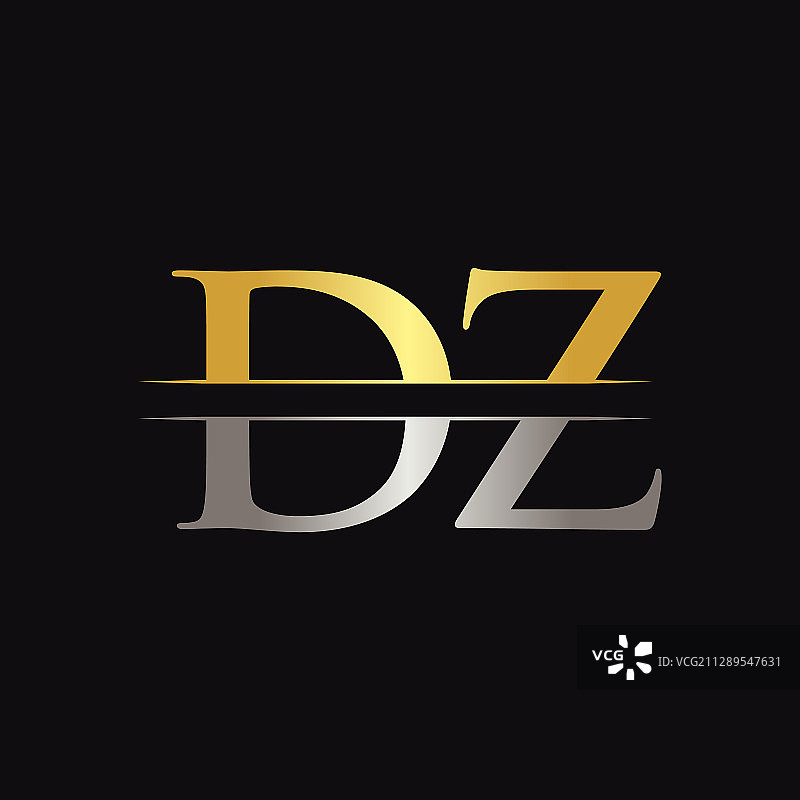 DZ字母logo设计，金色元素图片素材