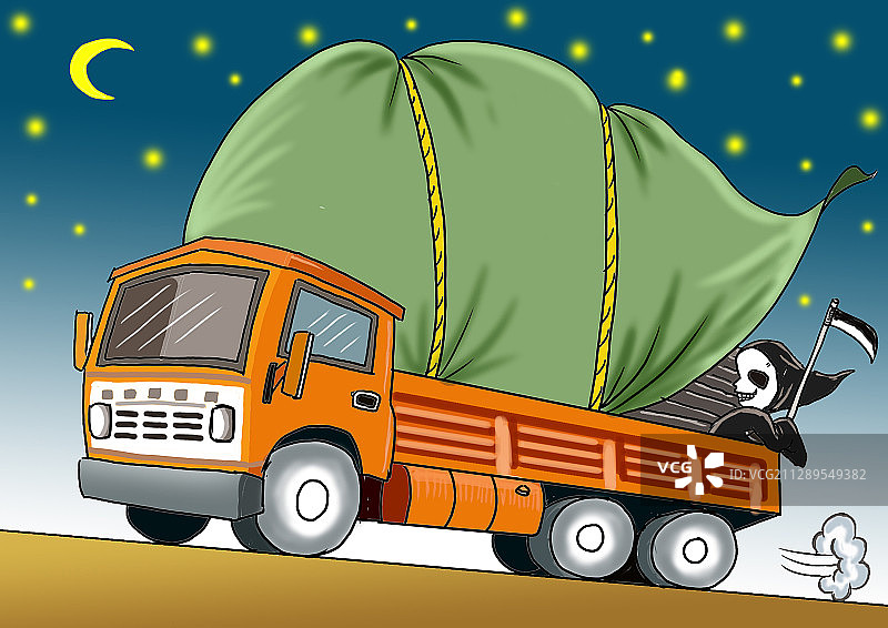 插画：超载与死神同行图片素材