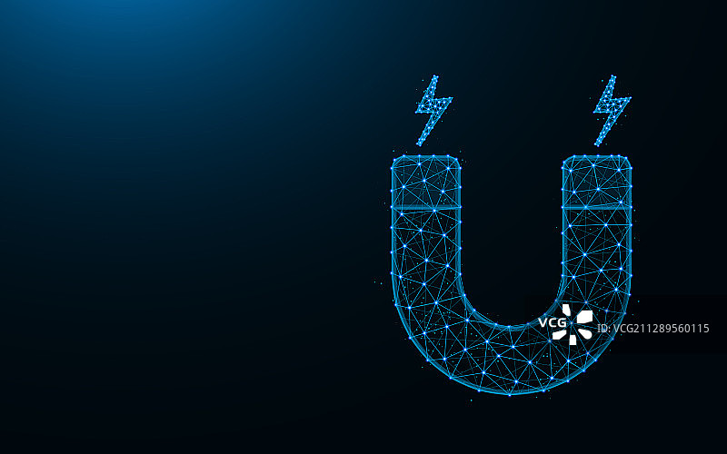 深蓝色背景上的点线磁铁图片素材