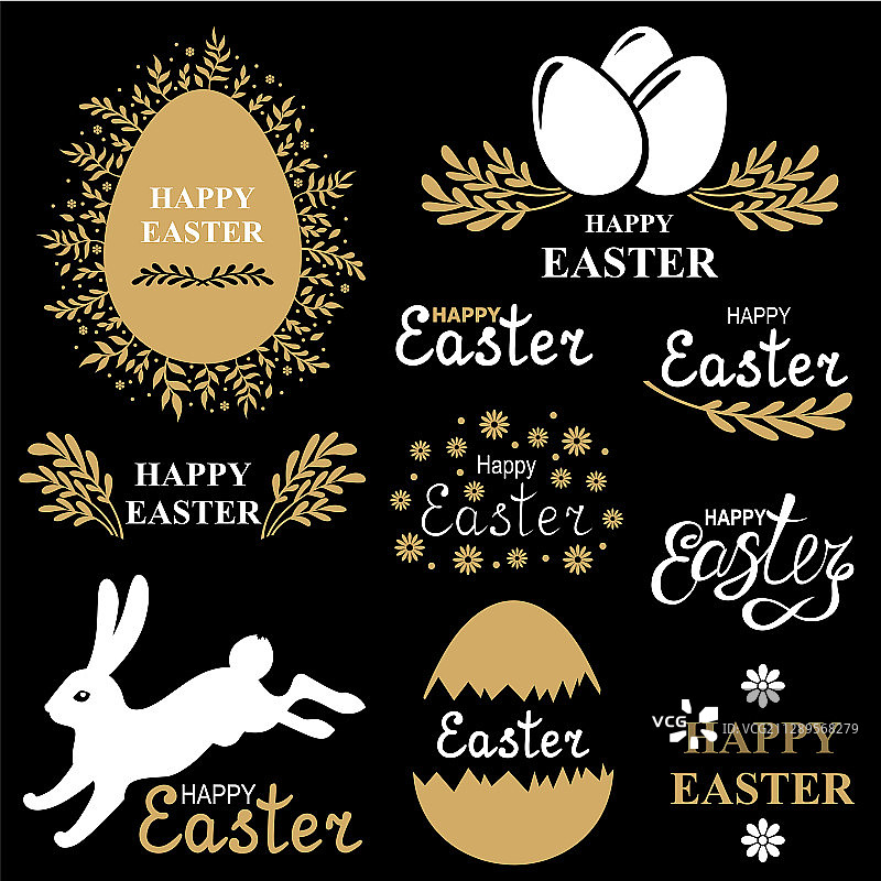 复活节装饰问候图标集图片素材