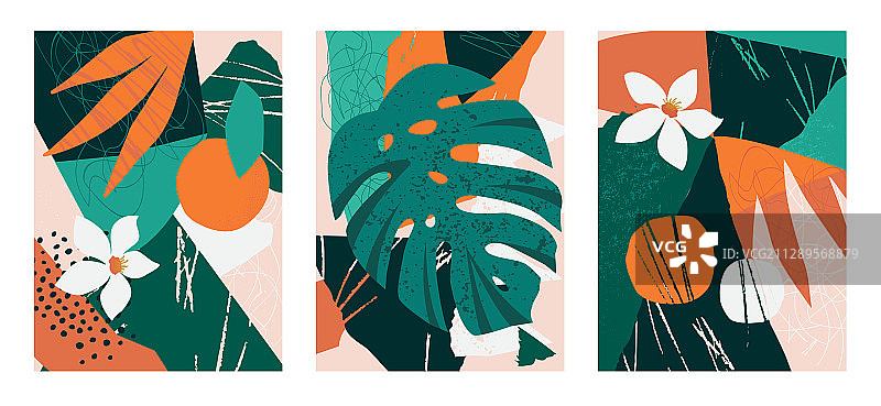 现代异域风情花卉拼贴图片素材