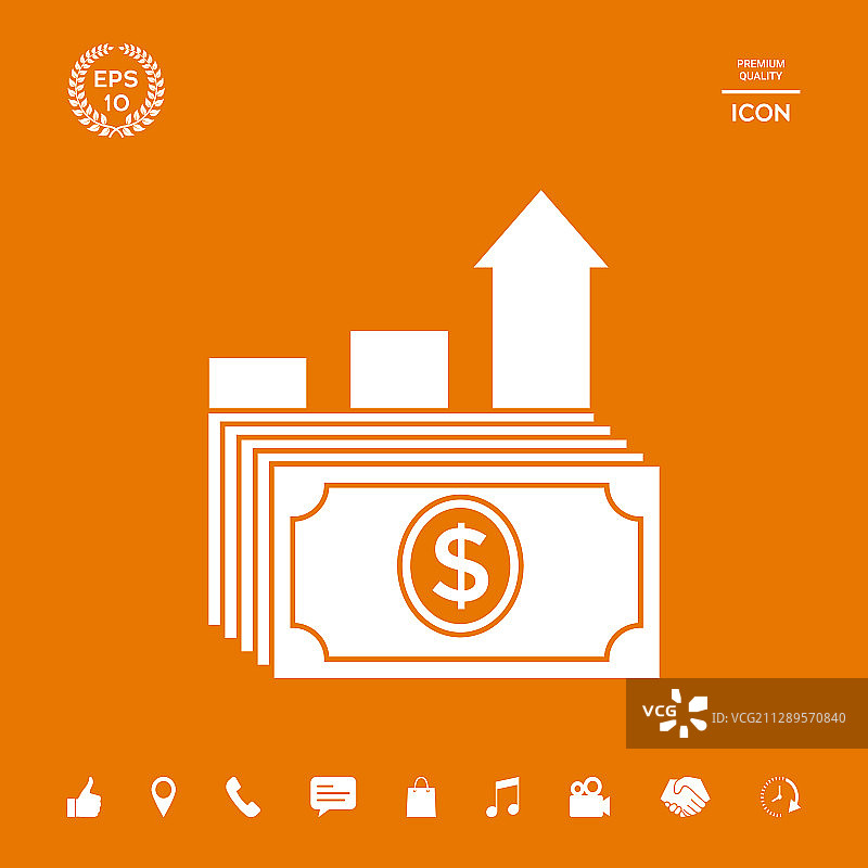 美元堆叠图标金钱增长概念图图片素材