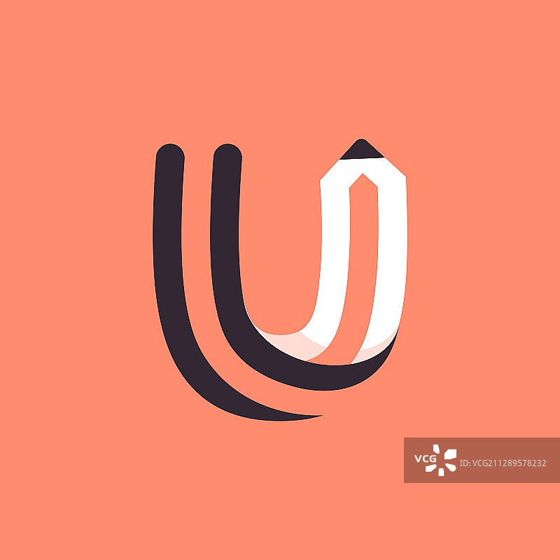 铅笔构成的字母U标志图片素材